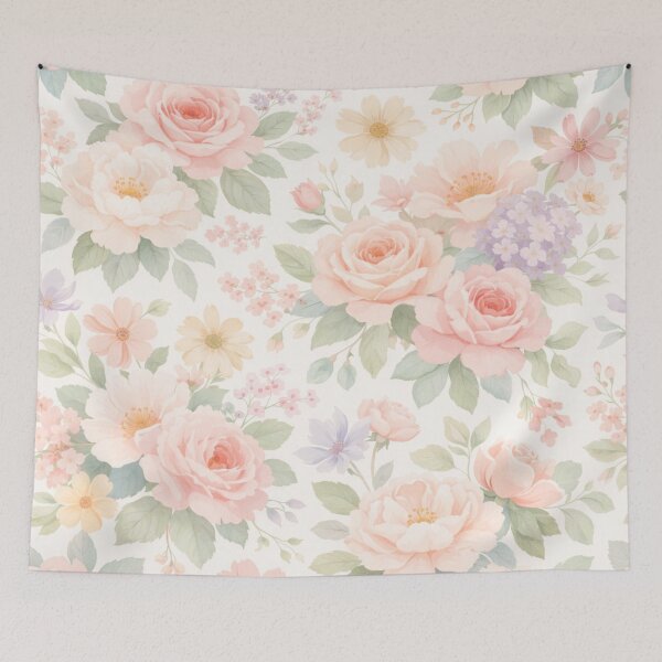 Item preview, Papel pintado floral en tonos pastel suaves designed and sold by Ve & Co.