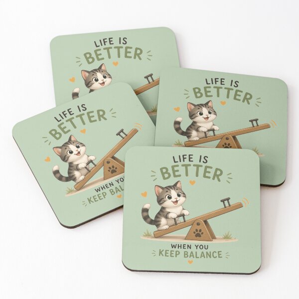 Item preview, Life Is Better When You Keep Balance Cute Cat Kawaii Design designed and sold by Tidarat-27.