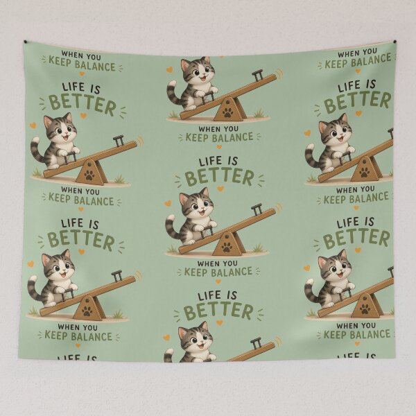 Item preview, Life Is Better When You Keep Balance Cute Cat Kawaii Design designed and sold by Tidarat-27.