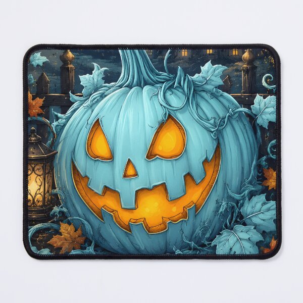 Item preview, Halloween 12 - Teal Glowing Jack-O-Lantern Pumpkin Art designed and sold by NikaNavi.