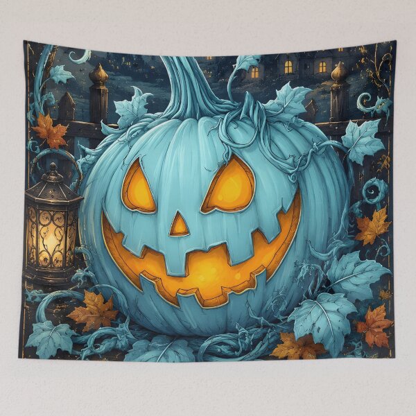 Item preview, Halloween 12 - Teal Glowing Jack-O-Lantern Pumpkin Art designed and sold by NikaNavi.