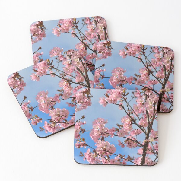 Item preview, Pink peach flowers on blue sky designed and sold by AsahiNoAme.