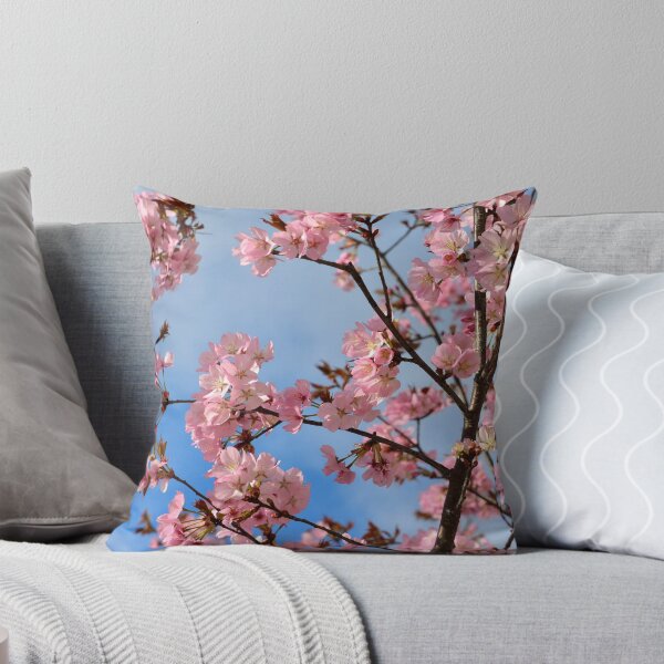 Item preview, Pink peach flowers on blue sky designed and sold by AsahiNoAme.