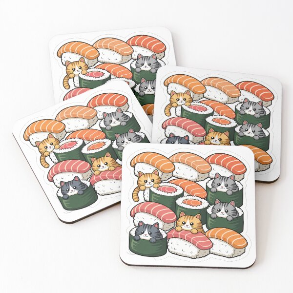 Item preview, Sushi Cats Pattern designed and sold by NiftyWrx.