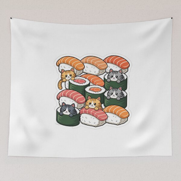 Item preview, Sushi Cats Pattern designed and sold by NiftyWrx.