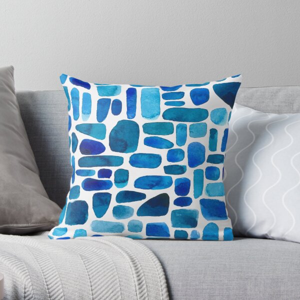 BLUE SEA STONES Throw Pillow