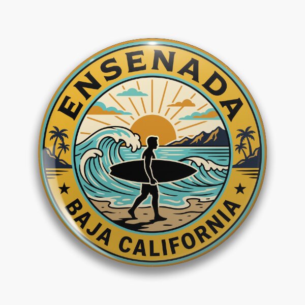 Item preview, Ensenada Surf Sunset Coastal Badge designed and sold by Digital Art Works  Hub.