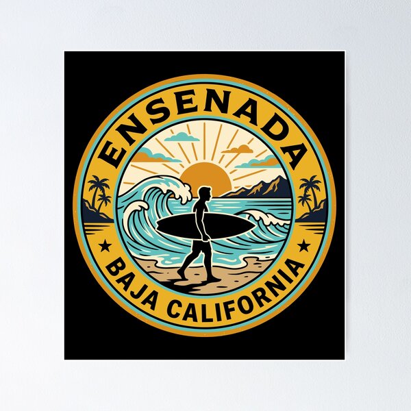Item preview, Ensenada Surf Sunset Coastal Badge designed and sold by Digital Art Works  Hub.