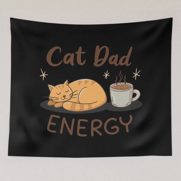 Item preview, Funny Cat Dad Energy Design with Sleeping Ginger Tabby and Coffee Cup designed and sold by Ahmed-khafagy.