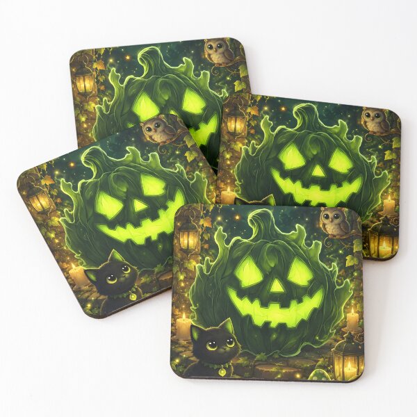 Item preview, Halloween 10 - Glowing Green Neon Jack-O-Lantern Art designed and sold by NikaNavi.