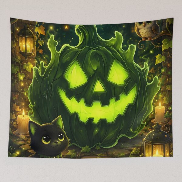 Item preview, Halloween 10 - Glowing Green Neon Jack-O-Lantern Art designed and sold by NikaNavi.