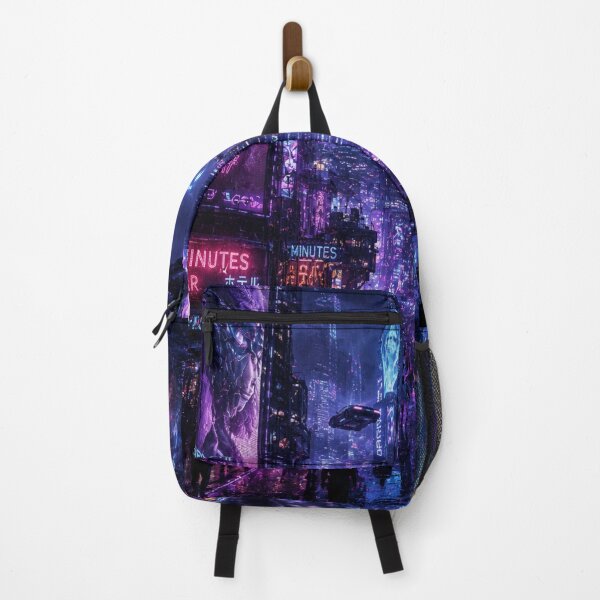 Item preview, Cyberpunk Neon City Night Purple Futuristic Cityscape Sci-Fi Urban Fantasy designed and sold by irfanshikh.