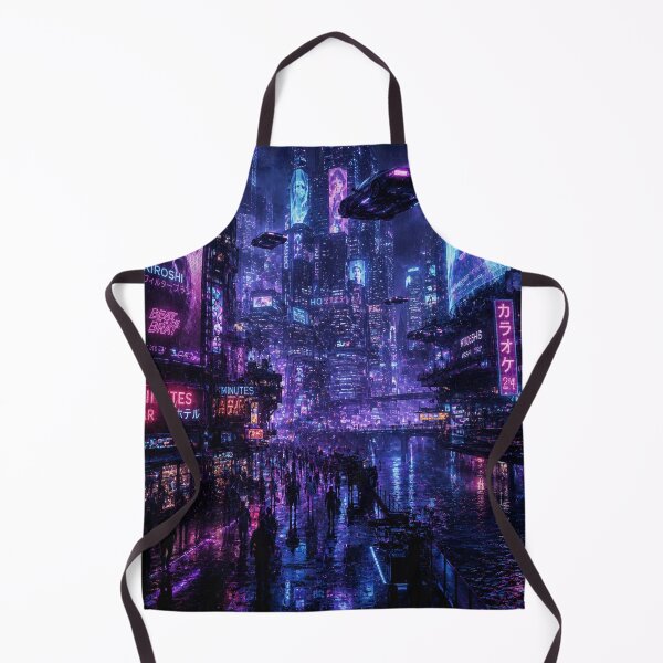 Item preview, Cyberpunk Neon City Night Purple Futuristic Cityscape Sci-Fi Urban Fantasy designed and sold by irfanshikh.