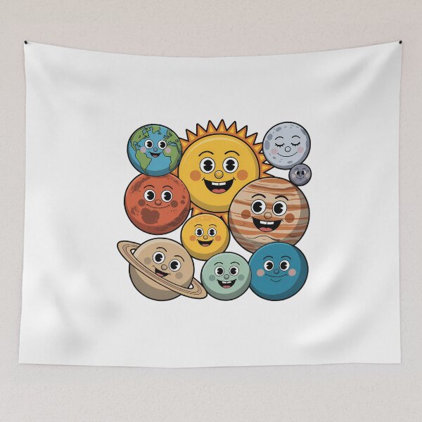 Item preview, Solar System with Smiley Faces designed and sold by NiftyWrx.