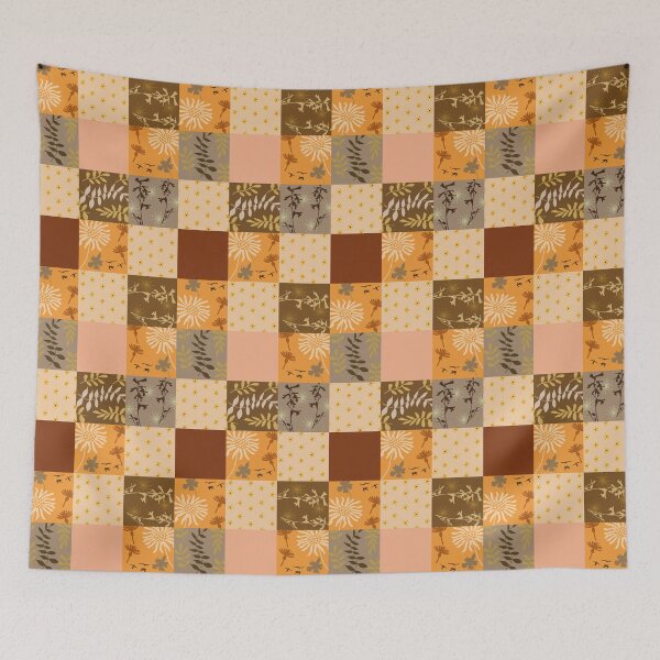 Item preview, Orange patchwork quilt style designed and sold by RachelHayesArt.