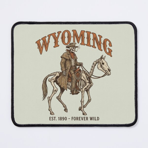 Item preview, Wyoming Spooky Skeleton Cowboy Smoking Western Forever Wild  designed and sold by Milasneeze.