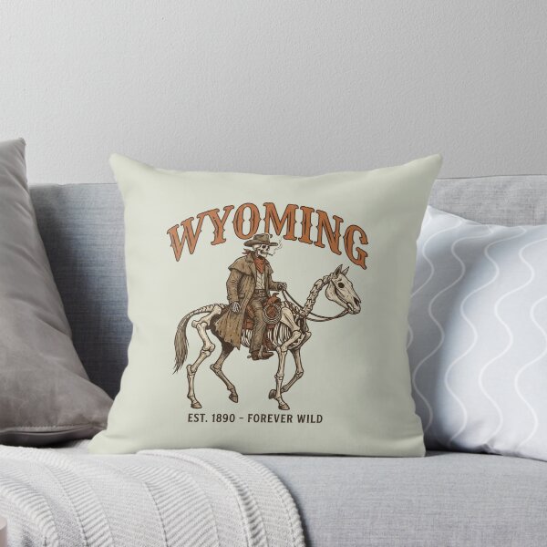 Item preview, Wyoming Spooky Skeleton Cowboy Smoking Western Forever Wild  designed and sold by Milasneeze.