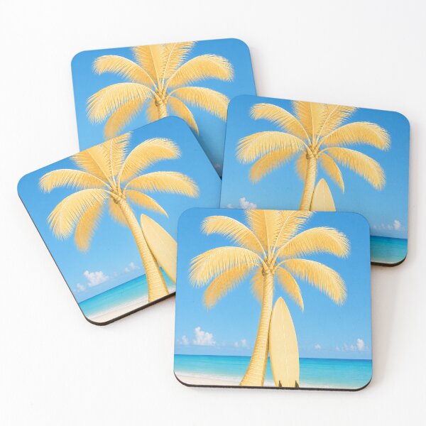 Item preview, Butter Yellow Palm Tree Beach Surf Art designed and sold by TheSlowShore.