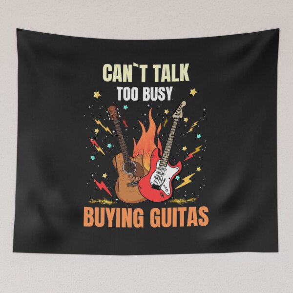 Item preview, Cant Talk Too Busy Buying Guitars Funny Guitar Player Design designed and sold by Joyful-Pixel.