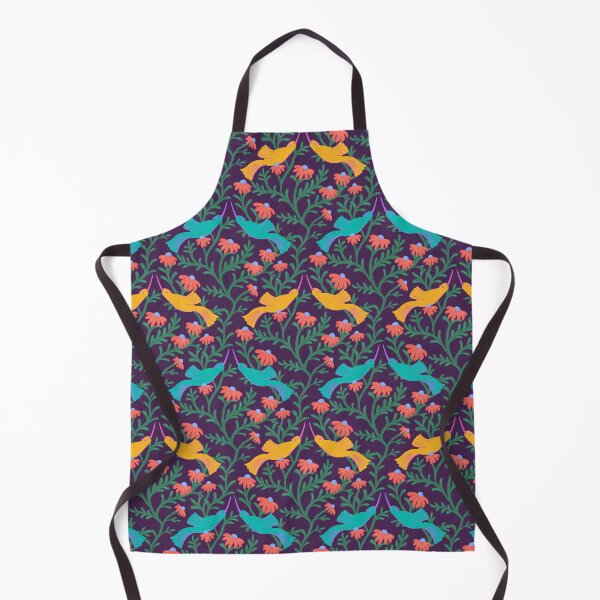 Item preview, Freehand Bird on a Bush with Red Flowers - Dark Purple Background designed and sold by NaliniLe.