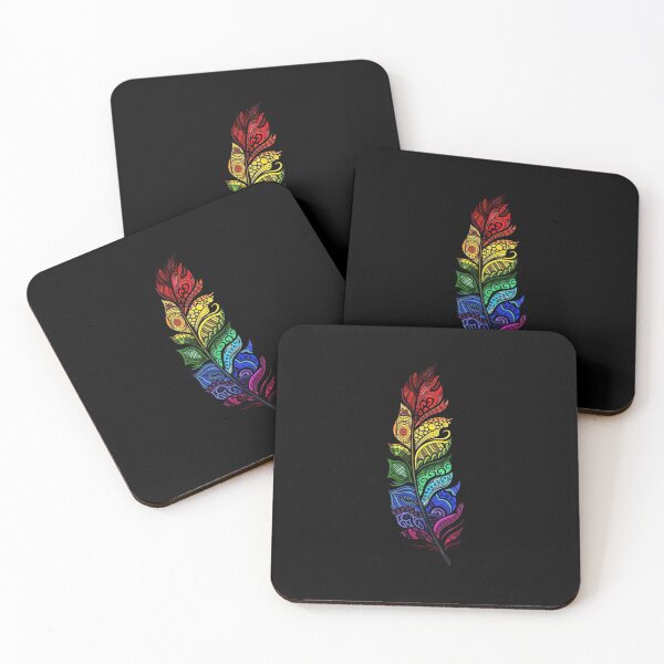 Item preview, Ornate Rainbow Mandala Feather - Intricate Boho Art designed and sold by Shopeon Designs.