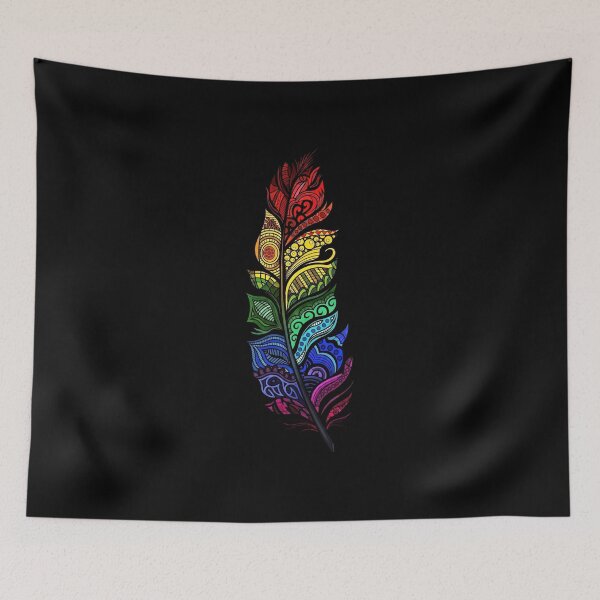 Item preview, Ornate Rainbow Mandala Feather - Intricate Boho Art designed and sold by Shopeon Designs.