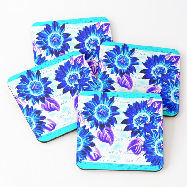 Item preview, Bright Blue Abstract Sunflowers designed and sold by yonni.