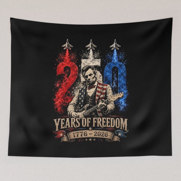 Item preview, 250 Years Of Freedom Abraham Lincoln Abe Lincoln Playing Guitar Retro Vintage designed and sold by Artifyo.