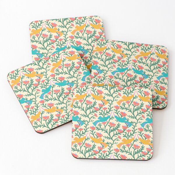 Item preview, Freehand Bird on a Bush with Red Flowers - Cream Background designed and sold by NaliniLe.