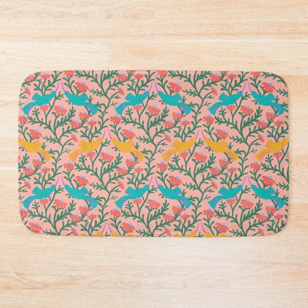 Item preview, Freehand Bird on a Bush with Red Flowers - Peach Background designed and sold by NaliniLe.