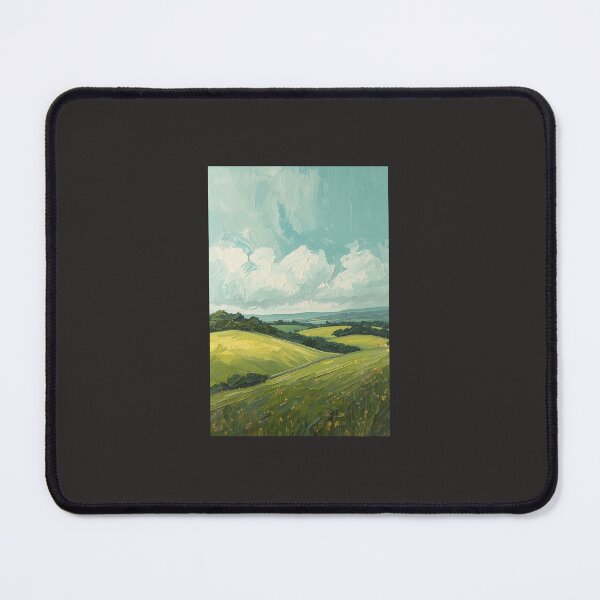Item preview, Dreamy Rolling Hills Landscape Painting | Pastel Green Countryside Wall Art | Textured Nature Artwork designed and sold by Ceylon380.