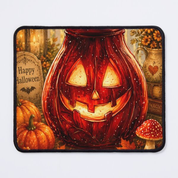 Item preview, Halloween 14 - Unique Glowing Red Jack-O-Lantern Art designed and sold by NikaNavi.