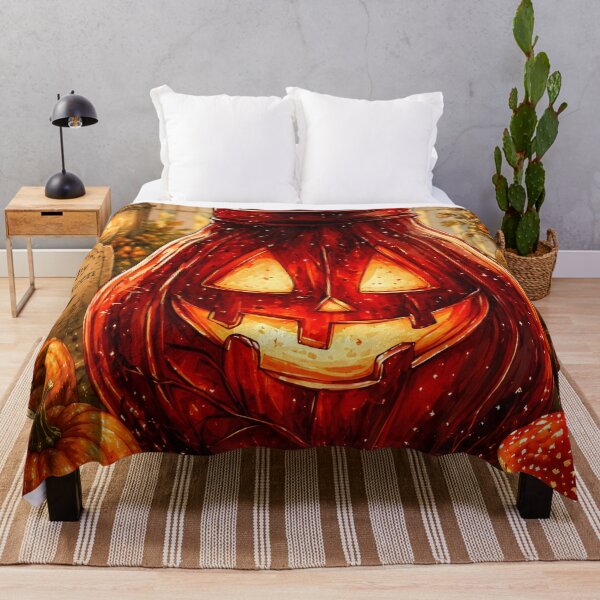 Item preview, Halloween 14 - Unique Glowing Red Jack-O-Lantern Art designed and sold by NikaNavi.