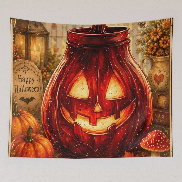 Item preview, Halloween 14 - Unique Glowing Red Jack-O-Lantern Art designed and sold by NikaNavi.