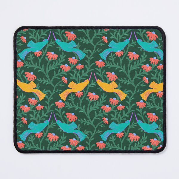 Item preview, Freehand Bird on a Bush with Red Flowers - Green Background designed and sold by NaliniLe.