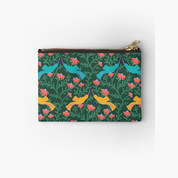 Item preview, Freehand Bird on a Bush with Red Flowers - Green Background designed and sold by NaliniLe.