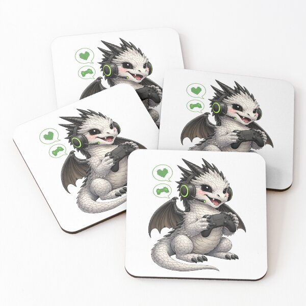 Item preview, Kawaii Gaming Dragon with Headset Fantasy Art designed and sold by Hatchling Hollow.