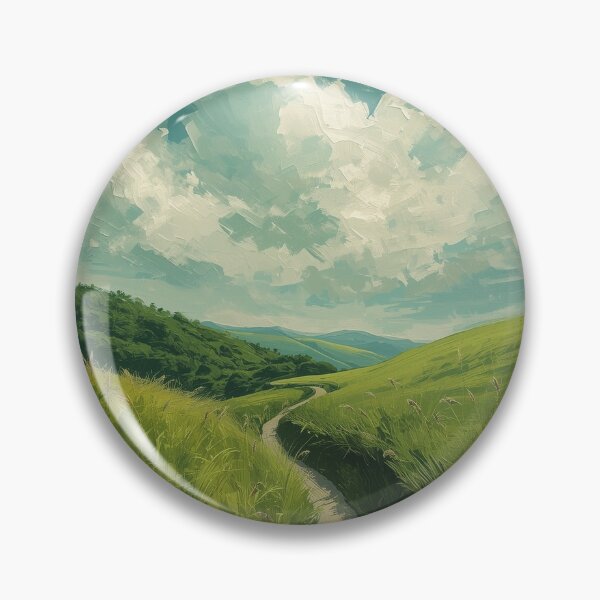 Item preview, Dreamy Countryside Path Landscape Painting | Green Hills Nature Wall Art | Textured Scenic Meadow Artwork designed and sold by Ceylon380.