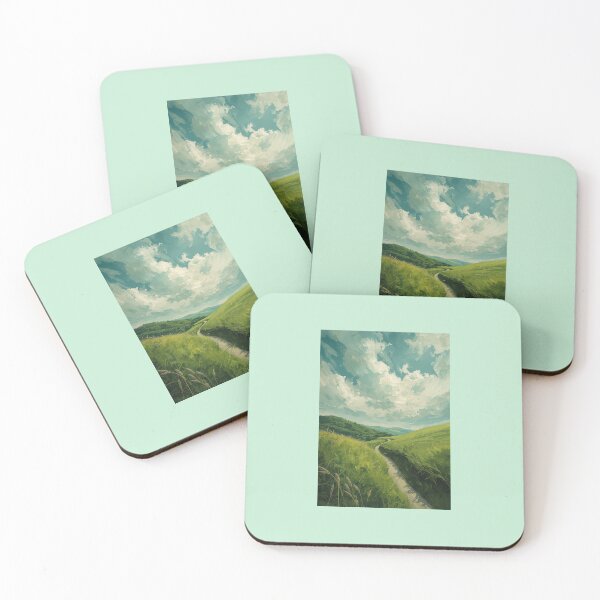Item preview, Dreamy Countryside Path Landscape Painting | Green Hills Nature Wall Art | Textured Scenic Meadow Artwork designed and sold by Ceylon380.
