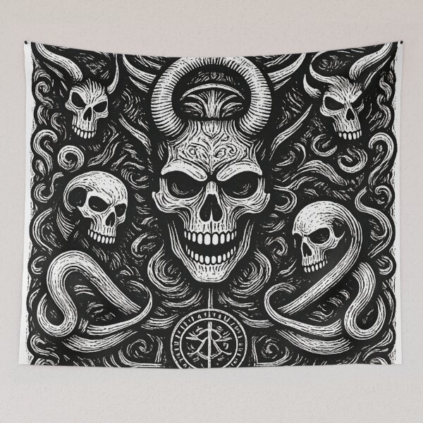Item preview, Ancient Occult Skull Sigil Medieval Gothic Tapestry designed and sold by DarkOriginArts.