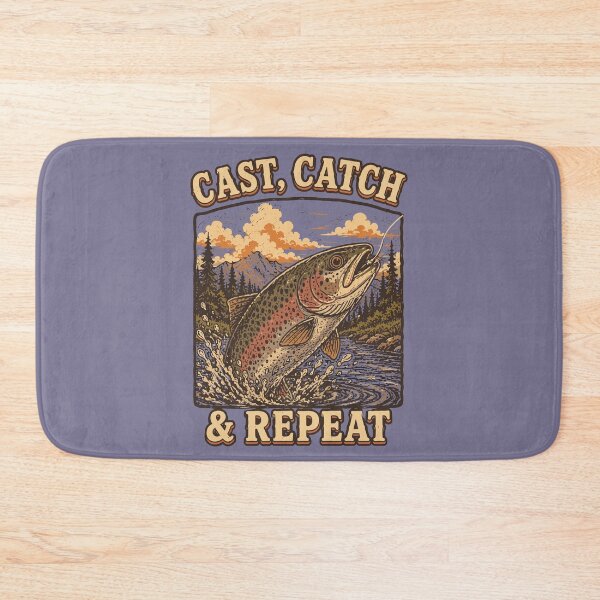 Item preview, Cast, Catch & Repeat Vintage Rainbow Trout Fishing Retro  designed and sold by American Spirit.