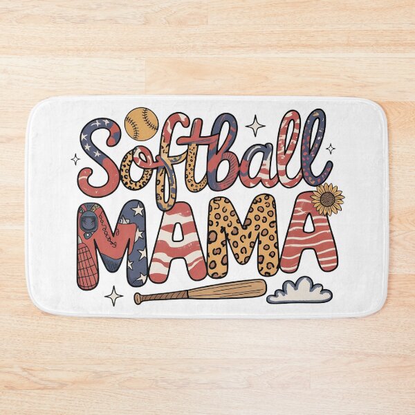 Item preview, Softball Mama Leopard Print Patriotic Bubble Letters Shirt | Cute Sports Mom Doodle Design designed and sold by JadmeStudio.