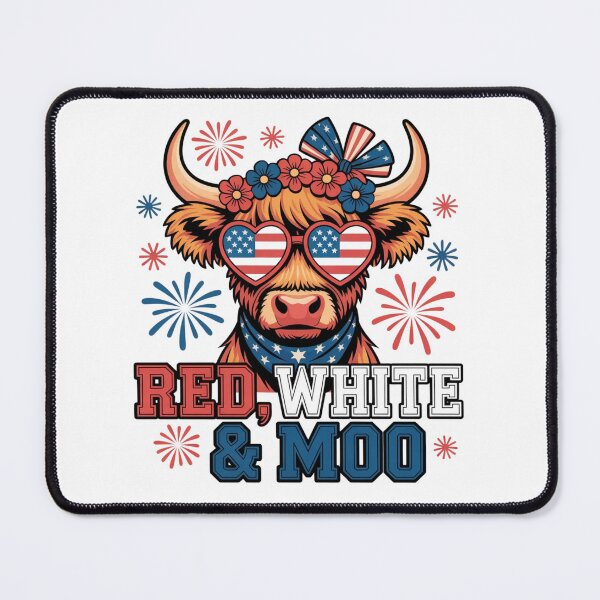 Item preview, Red White and Moo Highland Cow 4th July 250 Years Patriotic designed and sold by ZACK ART.