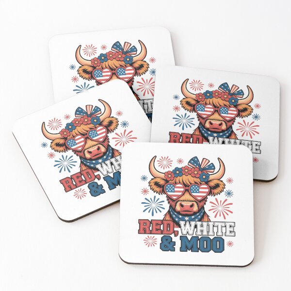 Item preview, Red White and Moo Highland Cow 4th July 250 Years Patriotic designed and sold by ZACK ART.
