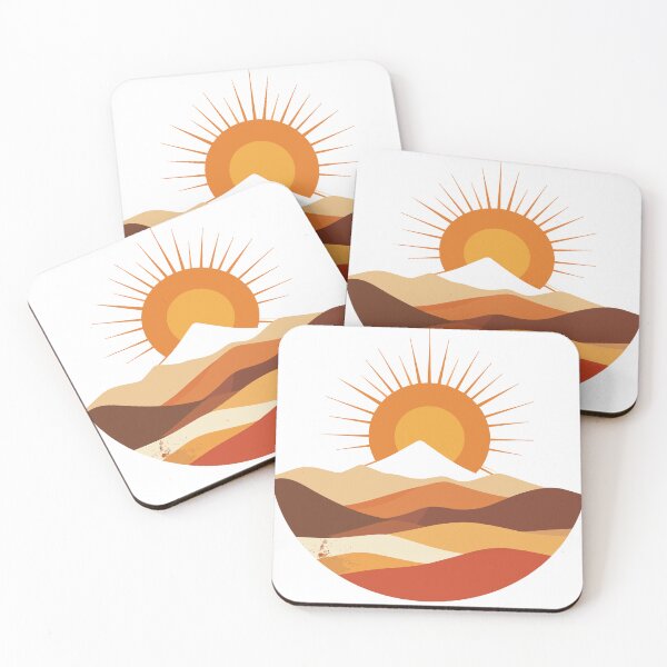 Item preview, Minimalist Mountain Peak Wall Art - Modern Terracotta Sunset Decor designed and sold by BestChoiceService.