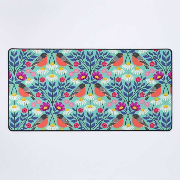 Item preview, Spring robins and wildflowers on turquoise designed and sold by Jennifer Ladd.