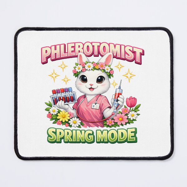 Item preview, Cute White Bunny Phlebotomist Spring Mode Clock Design – Kawaii Rabbit Medical Phlebotomy Nurse Easter Spring Season Gift designed and sold by ClinicalHubs.