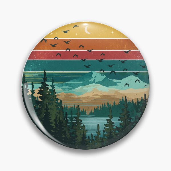 Item preview, Vintage Nature Landscape - Retro Sunset Mountains and Forest designed and sold by Shopeon Designs.