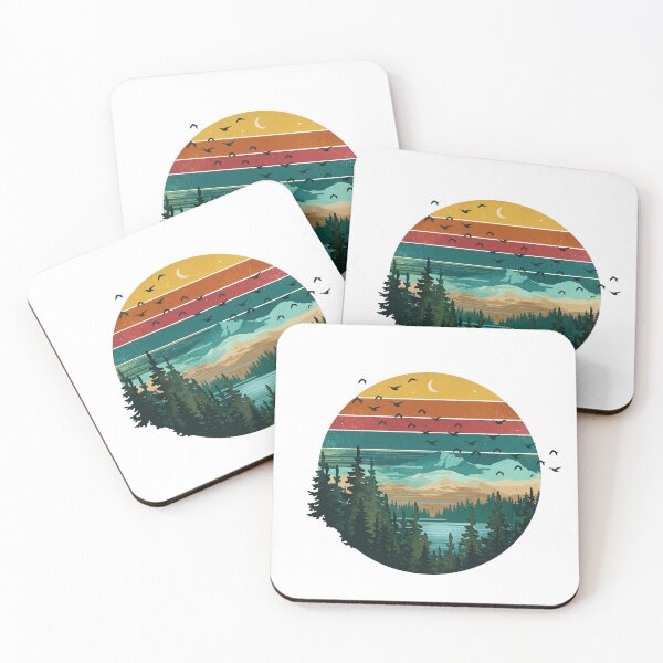 Item preview, Vintage Nature Landscape - Retro Sunset Mountains and Forest designed and sold by Shopeon Designs.