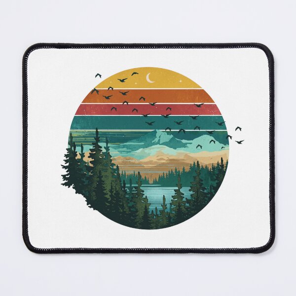 Item preview, Vintage Nature Landscape - Retro Sunset Mountains and Forest designed and sold by Shopeon Designs.